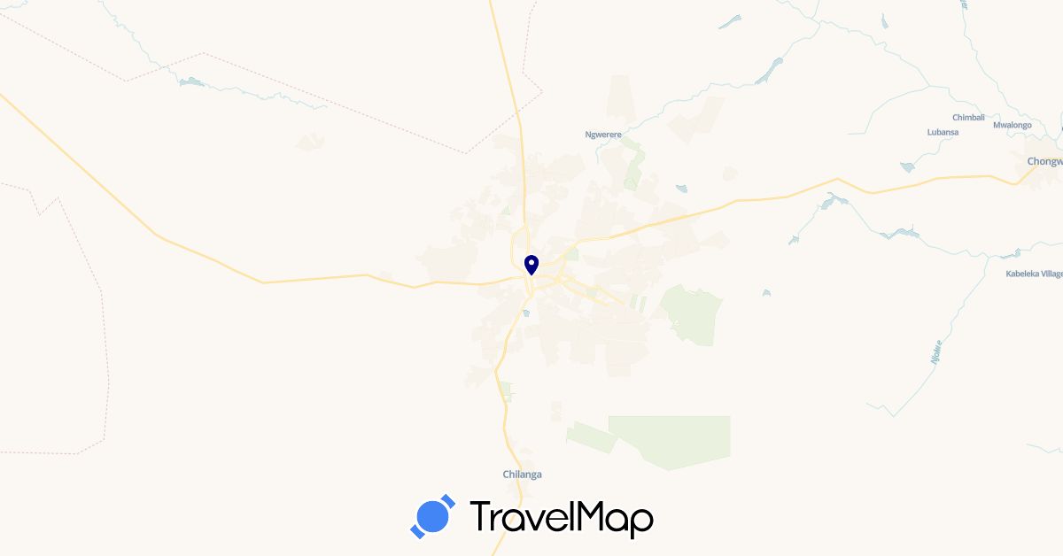 TravelMap itinerary: driving in Zambia (Africa)